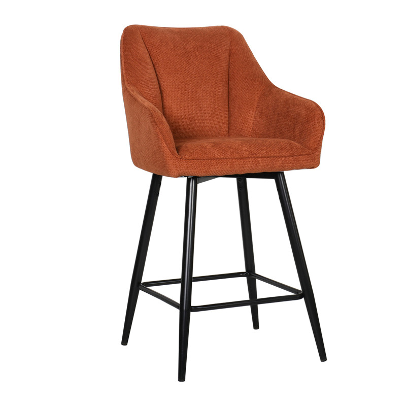 Tabouret de bar Rio terracotta pieds métal noir Takasit - Le Dépôt Bailleul