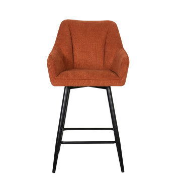 Tabouret de bar Rio terracotta pieds métal noir - Le Dépôt Bailleul