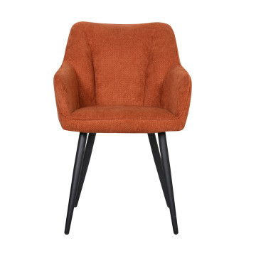 Chaise repas Rio terracotta pieds métal noir Takasit - Le Dépôt Bailleul