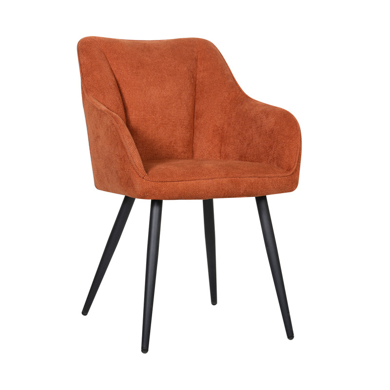 Chaise repas Rio terracotta pieds métal noir Takasit - Le Dépôt Bailleul
