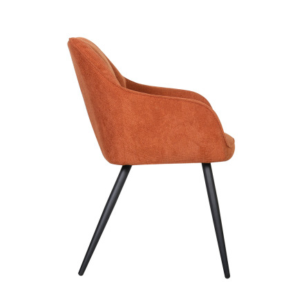 Chaise repas Rio terracotta pieds métal noir Takasit - Le Dépôt Bailleul