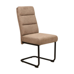Chaise pieds traineau tissu taupe Katleen - Le Dépôt Bailleul