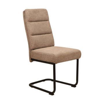 Chaise pieds traineau tissu taupe Katleen - Le Dépôt Bailleul