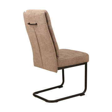Chaise pieds traineau tissu taupe Katleen - Le Dépôt Bailleul