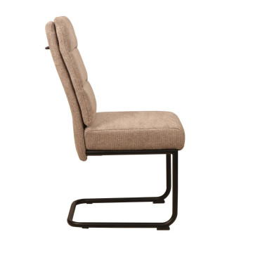 Chaise pieds traineau tissu taupe Katleen - Le Dépôt Bailleul