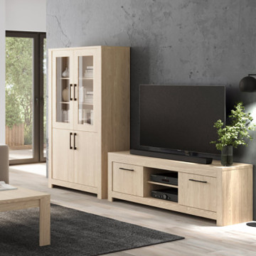 Vitrine 2+2 portes naturel clair Genève - Le Dépôt Bailleul