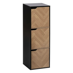 Etagère 3 cases avec portes Chevrons noir 5five - Le Dépôt Bailleul
