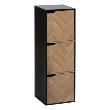 Etagère 3 cases avec portes Chevrons noir 5five - Le Dépôt Bailleul