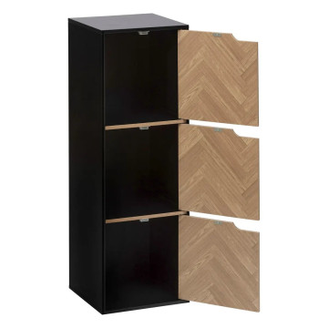 Etagère 3 cases avec portes Chevrons noir 5five - Le Dépôt Bailleul