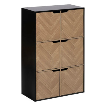 Etagère 6 cases avec portes Chevrons noir 5five - Le Dépôt Bailleul