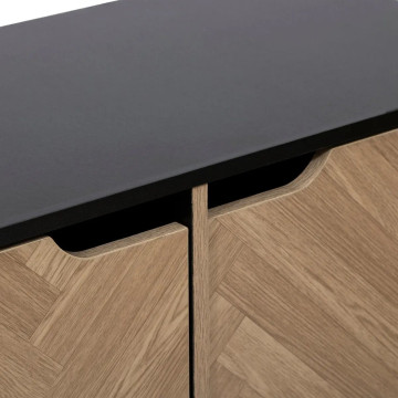 Etagère 6 cases avec portes Chevrons noir 5five - Le Dépôt Bailleul