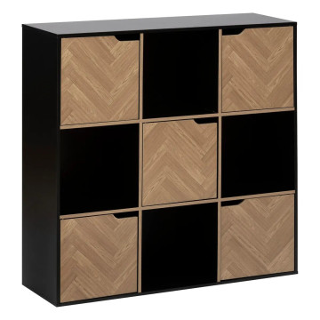 Etagère 9 cases 5 portes Chevrons noir 5five - Le Dépôt Bailleul