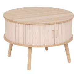 Table basse rond D60 portes coulissantes beige Atmosphera - Le Dépôt Bailleul