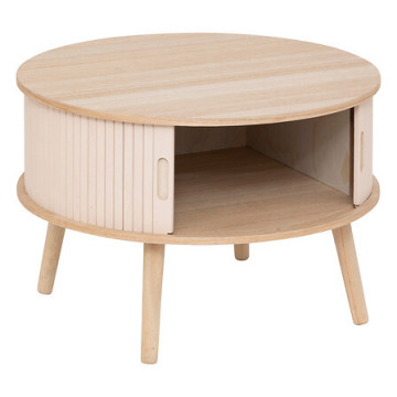 Table basse rond D60 portes coulissantes beige Atmosphera - Le Dépôt Bailleul