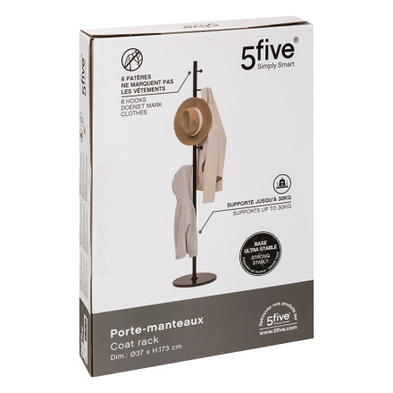 Porte manteaux Blackmarble 6 tiges métal noir 5five - Le Dépôt Bailleul