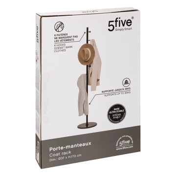 Porte manteaux Blackmarble 6 tiges métal noir 5five - Le Dépôt Bailleul