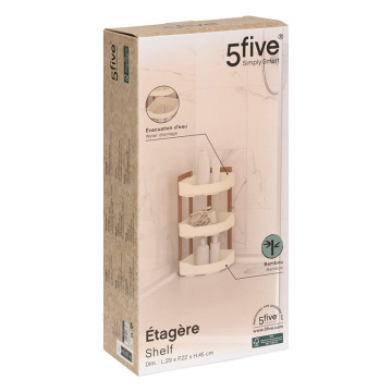 Etagère d'angle 3 niveaux blanc bambou Natureo 5five - Le Dépôt Bailleul
