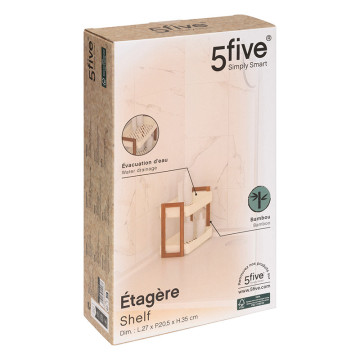 Etagère petit format 2 niveaux blanc bambou Natureo 5five - Le Dépôt Bailleul
