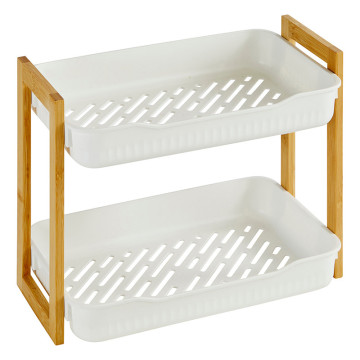 Etagère petit format 2 niveaux blanc bambou Natureo 5five - Le Dépôt Bailleul