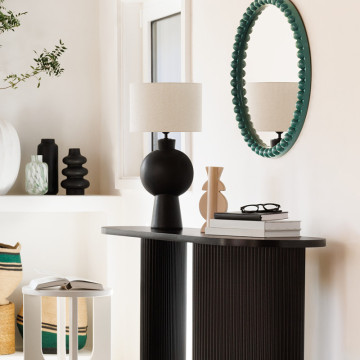 Lampe à poser Yulia 59 cm céramique noir Atmosphera - Le Dépôt Bailleul