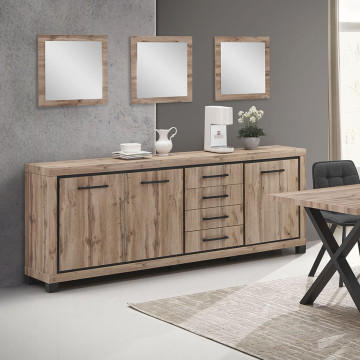 Buffet 225 cm 3 portes 4 tiroirs Elégance - Le Dépôt Bailleul
