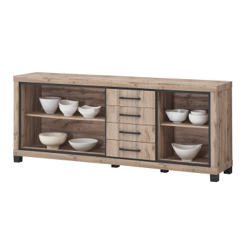 Buffet 225 cm 3 portes 4 tiroirs Elégance - Le Dépôt Bailleul