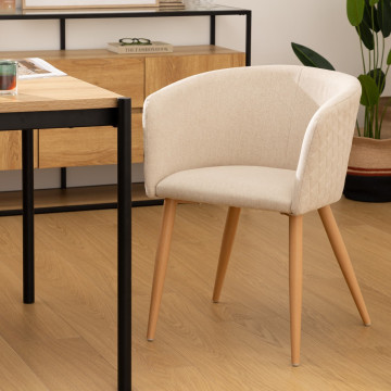 Fauteuil repas tissu beige Marlo Atmosphera - Le Dépôt Bailleul