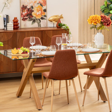 Table à manger 180 x 90 cm verre et métal Jorel Atmosphera - Le Dépôt Bailleul