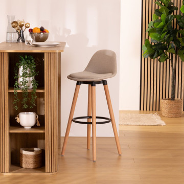 Tabouret bar Maxon tissu beige Atmosphera - Le Dépôt Bailleul