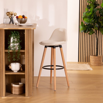 Tabouret bar Maxon tissu blanc Atmosphera - Le Dépôt Bailleul