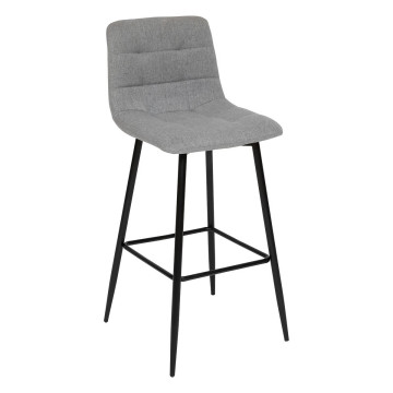 Tabouret de bar Sirac pieds métal tissu gris Atmosphera - Le Dépôt Bailleul