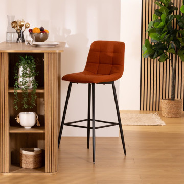 Tabouret de bar Sirac pieds métal tissu ambre Atmosphera - Le Dépôt Bailleul