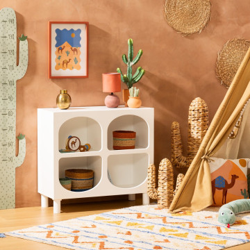 Meuble bas 4 niches Tara blanc Atmosphera - Le Dépôt Bailleul