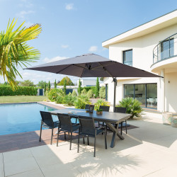 Parasol déporté Equador gris anodisé et ardoise Hespéride - Le Dépôt Bailleul