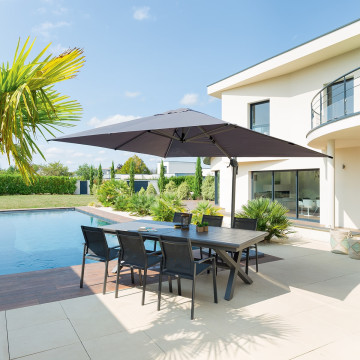 Parasol déporté Equador gris anodisé et ardoise Hespéride - Le Dépôt Bailleul