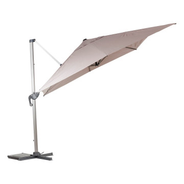 Parasol déporté Equador gris anodisé et taupe Hespéride - Le Dépôt Bailleul