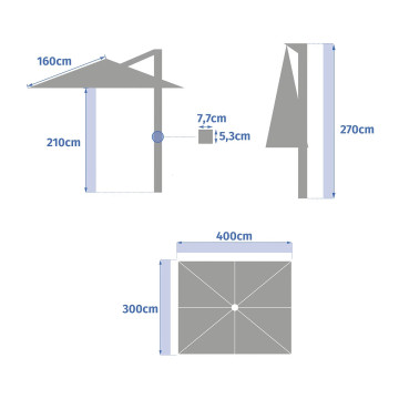 Parasol déporté Equador gris anodisé et olive Hespéride - Le Dépôt Bailleul
