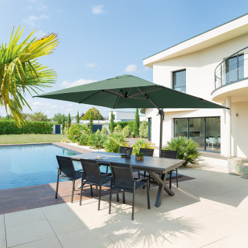 Parasol déporté Equador gris anodisé et olive Hespéride - Le Dépôt Bailleul