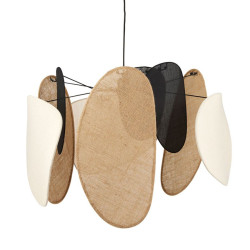 Suspension lin et jute Almeria beige, noir et marron Ostaria - Le Dépôt Bailleul