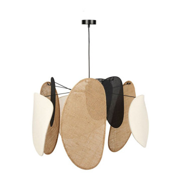 Suspension lin et jute Almeria beige, noir et marron Ostaria - Le Dépôt Bailleul