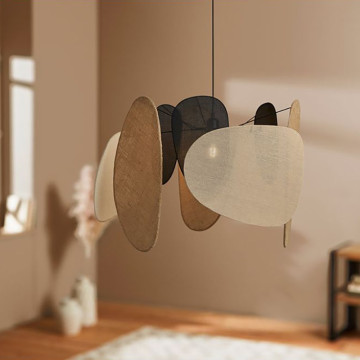 Suspension lin et jute Almeria beige, noir et marron Ostaria - Le Dépôt Bailleul