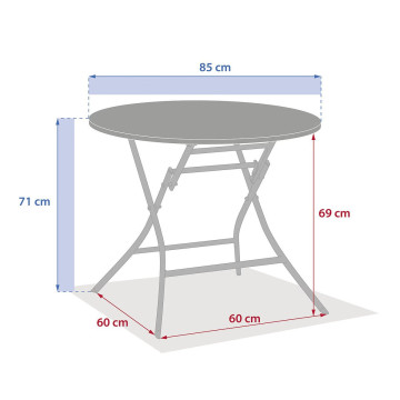 Table ronde pliante Greensboro 4p graphite Hespéride - Le Dépôt Bailleul