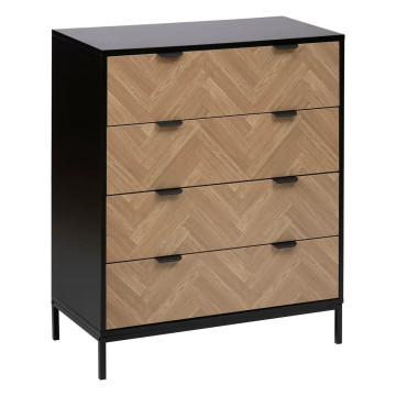 Commode 4 tiroirs Chevrons MDF noir 5five - Le Dépôt Bailleul