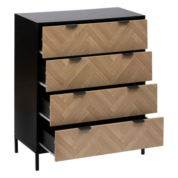 Commode 4 tiroirs Chevrons MDF noir 5five - Le Dépôt Bailleul