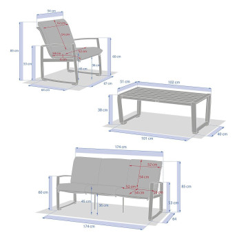 Salon de jardin Boreane 5 places lin / argile Hespéride - Le Dépôt Bailleul