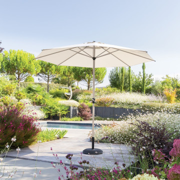 Parasol mat central rond 3m Loompa argile / blé Hespéride - Le Dépôt Bailleul