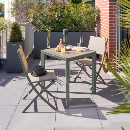 Table fixe carrée 2p Evasion lin/laurier Hespéride - Le Dépôt Bailleul
