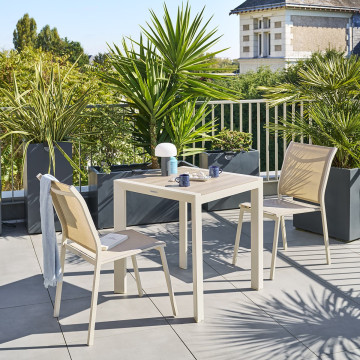 Table fixe carrée 2p Evasion lin/argile Hespéride - Le Dépôt Bailleul