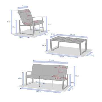 Salon de jardin Boreane 5 places noisette / café Hespéride - Le Dépôt Bailleul