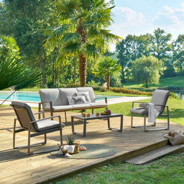 Salon de jardin Boreane 5 places noisette / café Hespéride - Le Dépôt Bailleul